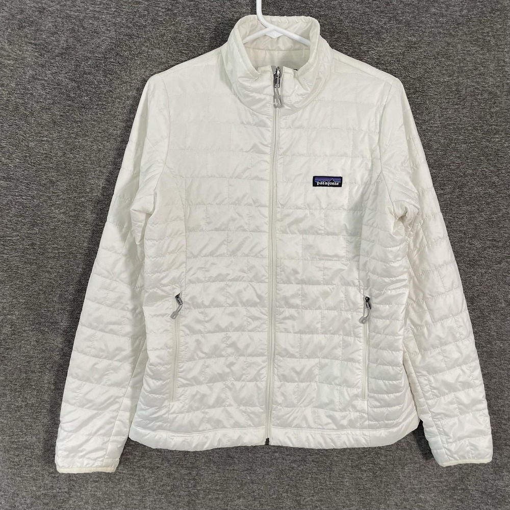 Patagonia Nano Puff Jacket Womens Medium White Lightweight Puffer Full Zip